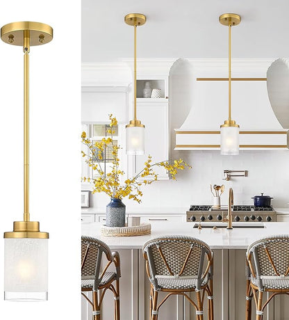 TENGXIN Modern Pendant Light for Kitchen Island, Brushed Gold Hanging Ceiling Light Fixture,Farmhouse Pendant Lighting for Dining Room Bedroom Bar Office,TXPLBG01
