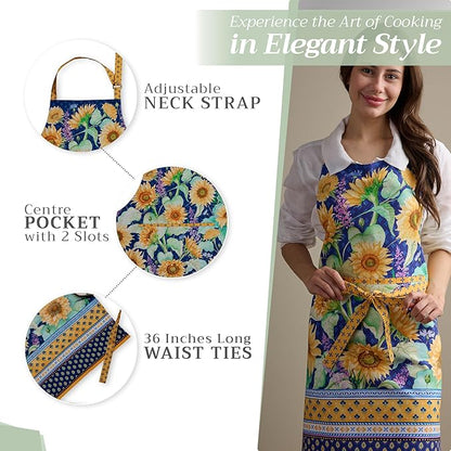 Maison d' Hermine 100% Cotton Apron for women with Pocket Kitchen Chef Apron for Men Cooking Mothers Day Gifts