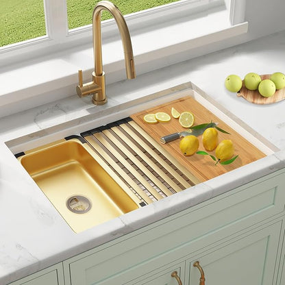 White Undermount Kitchen Sink 32 X 18 inch,Granite Composite Kitchen Sink Undermount/Drop In,Large Single Bowl Workstation Kitchen Sinks (White, 32" X 18")