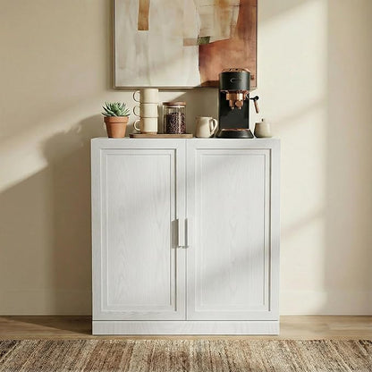 Casaphoria Adam Sideboard Buffet Cabinet with Storage, Sideboard Cabinet with Wooden Doors & Adjustable Shelves, 31" W x 36" H Coffee Bar for Entryway Kitchen Living Room, White