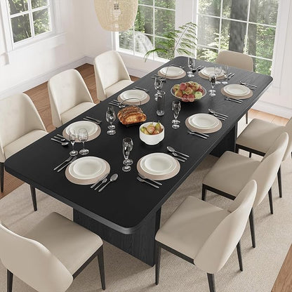 Casaphoria 79" Rectangular Dining Table for 6-8 People, Modern Farmhouse Style with 8-Leg Design for Kitchen, Living Room & Dining Room, Black
