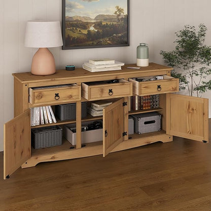 Furniture Dash Solid Wood Buffets & Sideboards 65.9" W, 16.9" D, 31.6" H - Kitchen Storage Cabinets, Buffet Cabinet with Storages, Bar Liquor Cabinet, Kitchen Island, Entertainment Center