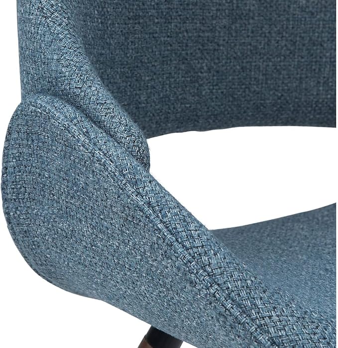 SIMPLIHOME Malden Dining Chairs - Upholstered Bentwood Frame and Woven Fabric Kitchen Chair in Denim Blue, Modern Dining Room Seating with Curved Contoured Back, Walnut Veneer Legs and Padded Seat