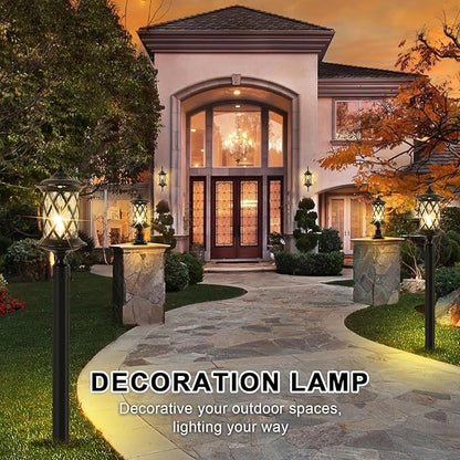 Industrial Exterior Lamp Post Lighting Fixture Waterproof Post Light Outdoor with 3-Inch Pier Mount Base, Water Glass Lampshade 60W E26 Retro Outdoor Pillar Light for Yard, Porch, Patio