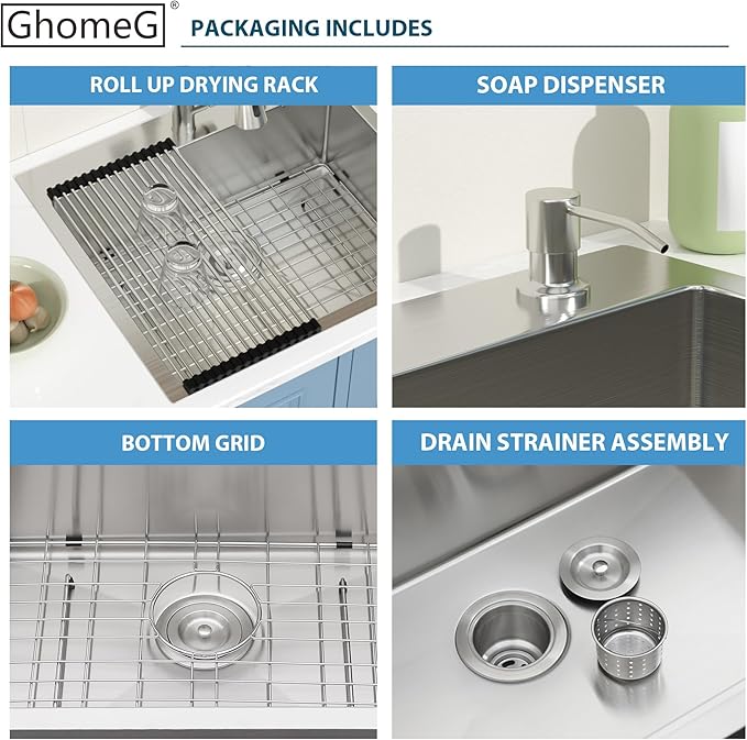 25 Drop In Kitchen Sink With Faucet 25x22 Inch Topmount Sink With Faucet Combo Workstation 16 Gauge Stainless Steel Single Bowl Topmount Basin with All Accessories