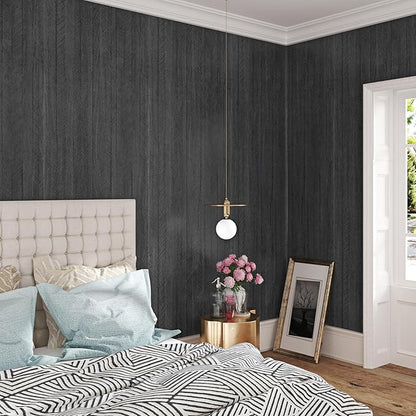 WESTICK Black Wood Countertop Contact Paper Self Adhesive Kitchen Wood Contact Paper for Countertops Waterproof Wooden Wallpaper Peel and Stick Wooded Vinyl Wrap for Cabinet Furniture Table 15.8"x196"