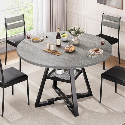 Jocoevol Round Dining Table for 4,Kitchen Dining Room Circle Dinner Pedestal Table,Space Saving Wood Kitchen & Dining Room Furniture, 42In,Grey
