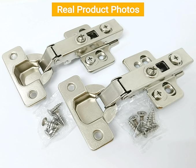 2 Pack Precision-Engineered Full Overlay Soft Close Cabinet Hinges, Frameless European Kitchen Cabinet Hinges 35mm Cup Clip-On 3D Adjustment Concealed Cabinet Door Hinges Nickel Plated Finish