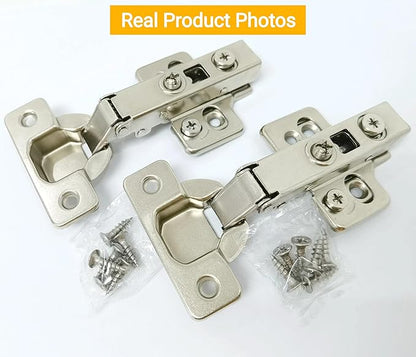 2 Pack Precision-Engineered Full Overlay Soft Close Cabinet Hinges, Frameless European Kitchen Cabinet Hinges 35mm Cup Clip-On 3D Adjustment Concealed Cabinet Door Hinges Nickel Plated Finish
