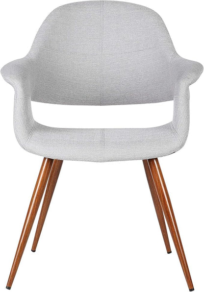 Armen Living Phoebe Mid Century Modern Accent Chair for Dining Table Kitchen Desk Vanity in Gray Fabric and Walnut Wood Finish