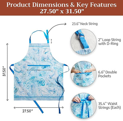 Maison d' Hermine 100% Cotton Apron for women with Pocket Kitchen Chef Apron for Men Cooking Mothers Day Gifts