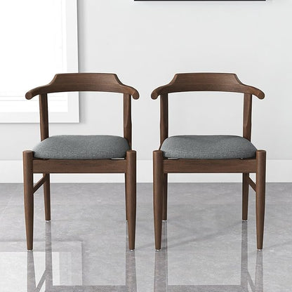 Counter Height Side Chairs Set of 2, Gray Fabric with Solid Wood Frame and Foot Pegs, 28 Inch Height Modern Farmhouse Chairs for Kitchen Island & Dining