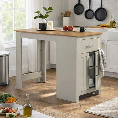 Benjara 3 Piece Counter Height Dining Table Kitchen Island with Storage, Brown and Gray
