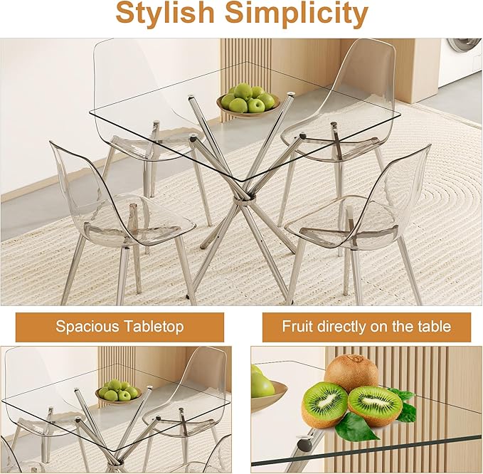 36" x 36" Tempered Glass Table Top Square 0.31" Thick Flat Polished Edge Top Protector for Dining, Patio, Coffee Table (36x36 inch)