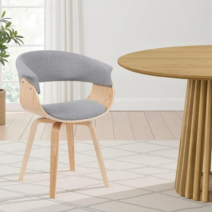 Armen Living Summer Modern Chair in Green Fabric and Walnut Wood - Set of 4