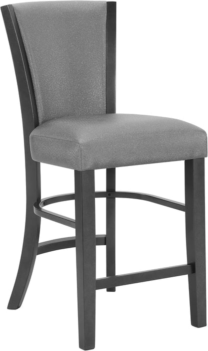 Set of 2 Modern Counter Height Dining Chairs with Plush Gray Upholstery and Sleek Black Legs for Kitchen Island