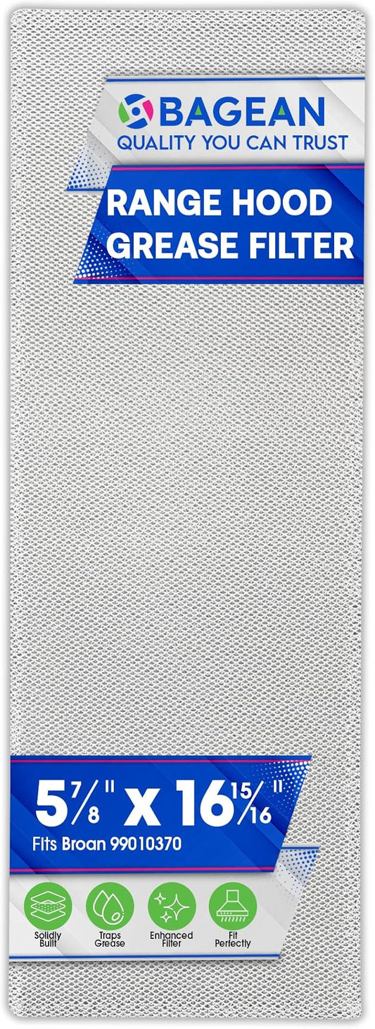 Bagean Stove Hood Vent Filter 5.87” x 16.93” 99010370 Compatible with Broan Range Hood Filter Replacement - Bendable Aluminum Screen for Kitchen Overhead Fan - Blocks Grease & Filters Oven Air (1-Pk)