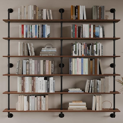 HDDFER Floating Shelves for Wall Living Room Shelves Bookshelf Industrial Pipe Shelving Shelf Real Wood Planks 60 inch Rustic Wall Shelves Hanging Bookshelves Farmhouse Kitchen Bar Shelving