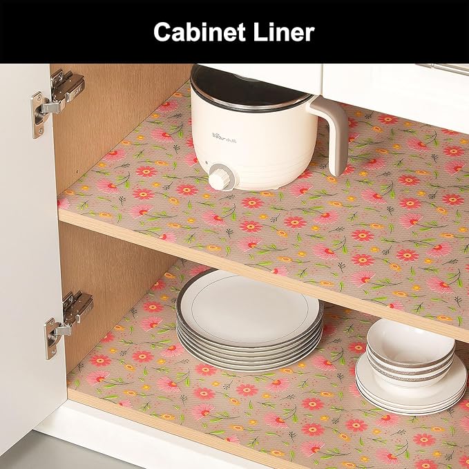 Cooyes Shelf Liner – Premium Non-Adhesive Cabinet & Drawer Liner for Kitchen – Waterproof Shelf Paper with Modern Pattern – Durable EVA Cabinet Mat – Easy to Cut （12" W x 120" L）
