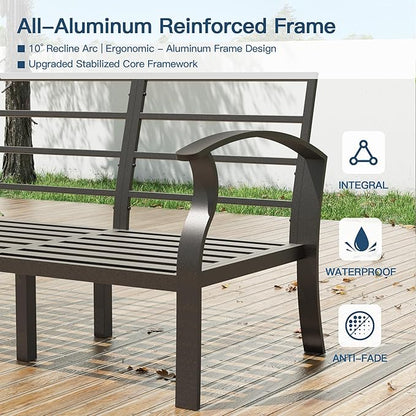 Metal Outdoor Patio Furniture Set for 3,Aluminum Patio Sectional Three-Person Seat w/Removable Sponge Cushion,Outside Furniture for Porch, Balcony, Yard,Black