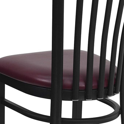 Flash Furniture HERCULES Series Black School House Back Metal Restaurant Chair - Burgundy Vinyl Seat