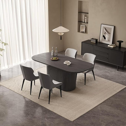 70" Oval Dining Table Set for 4, Modern Dining Room Tables with 4 Chairs for Kitchen, Living Room, Bar, 5 Piece Kitchen Table Set, Dinner Tablewith Stables Oval Pedestal, Black