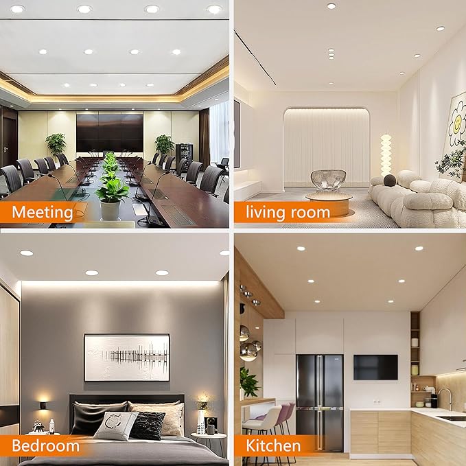 12 Pack 6 Inch LED Recessed Light with Night Light, 5CCT, Ultra-Thin with Junction Box 12W,1080lm, Dimmable Non-Can Downlight, High Brightness, ETL approva
