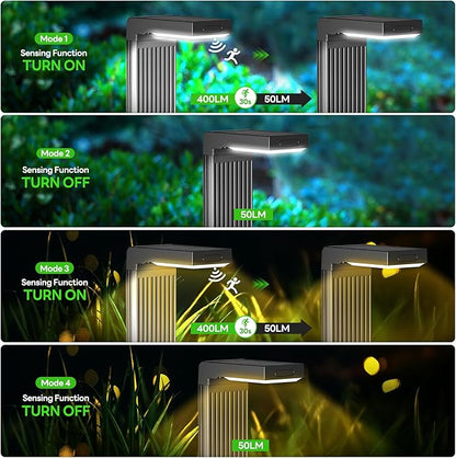 COXSENI Solar Pathway Lights Outdoor 6Pack, 2 Color in 1 Motion Sensor Walkway Lights 400LM with Warm/Cool White, 12H Lasting, IP65 Waterproof Solar Landscape Lighting for Garden, Yard