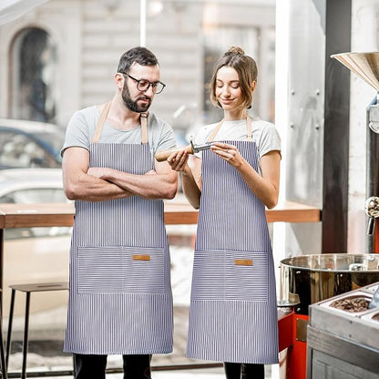 BeLuyi 2 Pack Adjustable Bib Apron with 2 Pockets Chef Cooking Kitchen Restaurant Aprons for Women Men