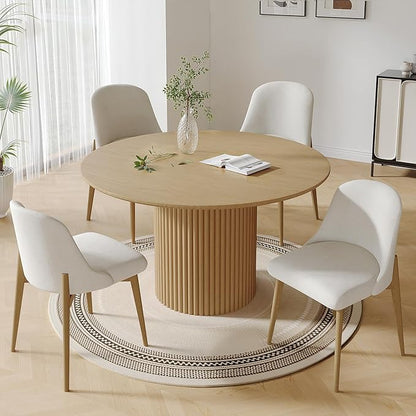 Casaphoria Upholstered Dining Chairs Set of 2, Mid Century Modern Fabric Kitchen Room Chairs with Solid Wood Legs & Comfortable Padded Seat, Ergonomic Side Chairs for Dining Room Living Room, Oak