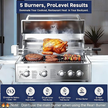 BODEGA Stainless Steel Commercial Kitchen Sinks Cabinet and Outdoor Kitchen Cabinet for Refrigerator Combo, 30 Inch Propane Gas Grill With Rotisserie Chicken Fork Kit & Spice-Rack,For Home,kitchen,RV.