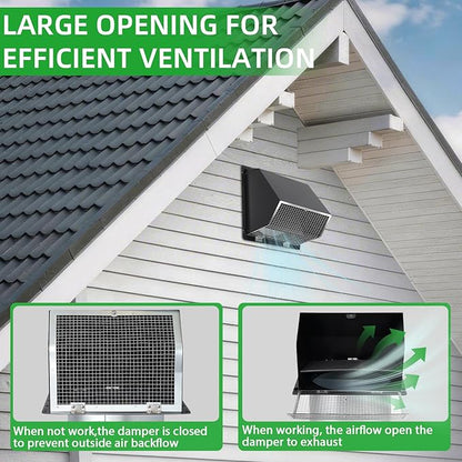 10 Inch Hooded Wall Vent with Screen and Damper,Outdoor Wall Exhaust Vent Cover Cap for Kitchen Range Hood HVAC Duct Dryer Ventilation&Outside Exterior Mount,Galvanized Steel,Black