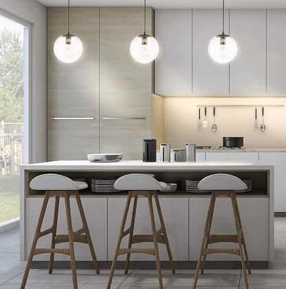 JONATHAN Y 7.75" Clear/Oil Rubbed Bronze Modern Globe LED Pendant Light, Industrial Hanging Ceiling Lamp for Kitchen Island, White Glass Globe Shade, LED Bulb Included (JYL9528D)