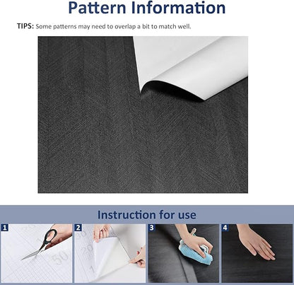 WESTICK Large Grey/Black Wood Contact Paper Peel and Stick Countertops Covering Waterproof Wood Grain Wallpaper Self Adhesive Countertop Contact Paper for Tables Cabinets Drawers Furniture 36" x 118"