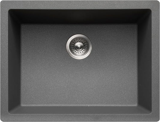Houzer Cassiano Slate Granite Composite Kitchen Bar & Prep Sink - 24 Inch Undermount Single Bowl Sink, Durable & Versatile, Essential for Home & Apartment - G-300U SLATE