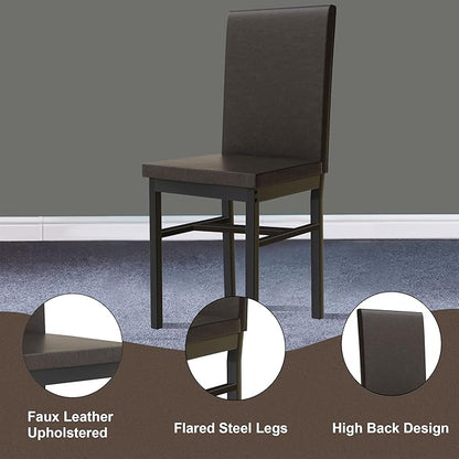 tantohom Dining Table Set for 4, Space Saving Kitchen Table and Chairs Set of 4, 5 Piece Modern Dining Room Table Set with Faux Marble Top and PU Leather Chairs for Small Space, Apartment
