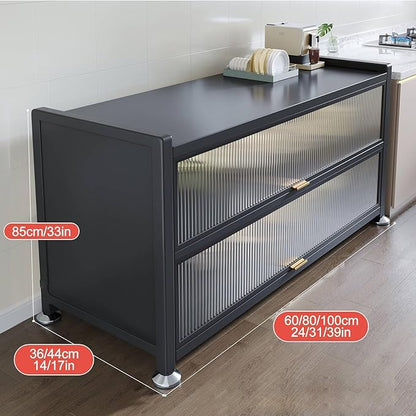 Metal Table Prep Table, Kitchen Island with Storage, with Flip Door, Kitchen Work Table, for Restaurant, Business, Warehouse, Home, Kitchen, Garage (Size : 85x44x100cm/33x17x39in)