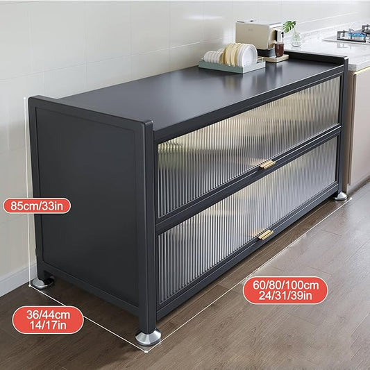 Metal Table Prep Table, Kitchen Island with Storage, with Flip Door, Kitchen Work Table, for Restaurant, Business, Warehouse, Home, Kitchen, Garage (Size : 85x44x100cm/33x17x39in)
