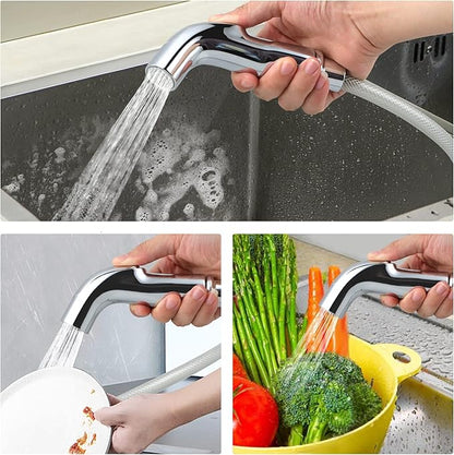 Universal Fit Sink Spray Attachment, Kitchen Side Sprayer Head, Pull Out Spray Head, Faucet Sprayer Replacement for Delta, Moen, Kolher and Other OEM Brands, Brushed Nickel Finish, Ergonomic Design