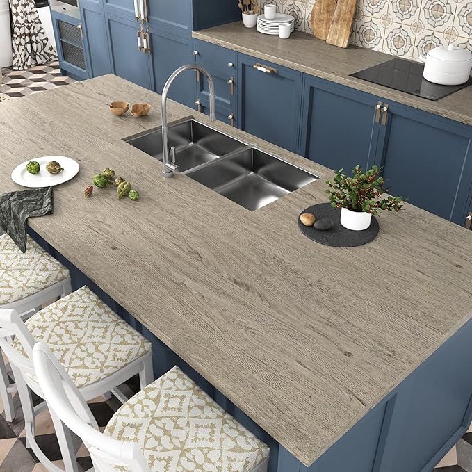 WESTICK Wood Walllpaper Peel and Stick Modern Wood Grain Contact Paper for Cabinets Kitchen Countertop Peel and Stick Wooden Wallpaper for Walls Bedroom Bathroom Vanity Vinyl Roll 15.8" x 393"