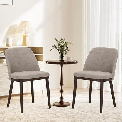 COLAMY Upholstered Dining Chairs Set of 2, Modern Kitchen Chairs with Back, Leather Side Dining Room Chairs with Wood Legs for Kitchen Dining Room Restaurant,Camel