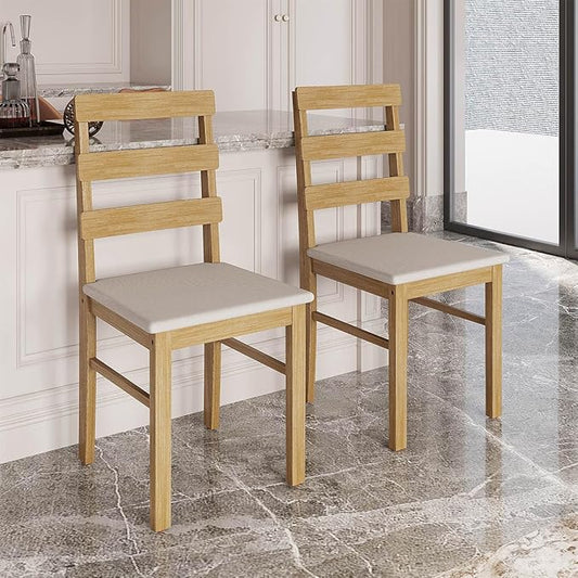 Majnesvon Dining Chairs Set of 2, Farmhouse Kitchen Table Set with Chairs, Wood Dining Table Chair for Kitchen, Restaurant, Apartment (Natural 2 Chair)