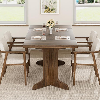 GAOMON 71.1 Inch Dining Table for 6-8 People, Farmhouse Rectangle Kitchen Table, Large Wooden Dinner Table with Thicken Tabletop and Sturdy Legs, Kitchen and Dining Room Furniture, Walnut