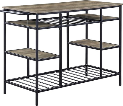 GOWE Lona Rustic Oak & Black Finish Kitchen Island