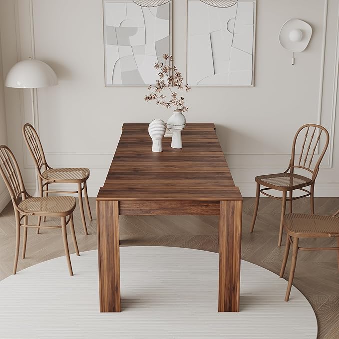 Folding Dining Table for 10-12 People, 118.5" Extendable Kitchen Table for Home Dining Room, Modern Dining Table Large Long Dining Room Table for Big Family Restaurant Furniture, Walnut