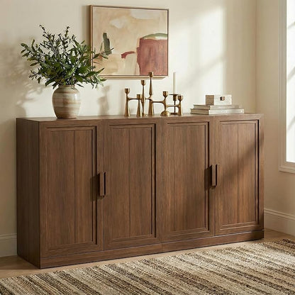 Casaphoria Adam Sideboard Buffet Cabinet with Storage, Sideboard Cabinet with Wooden Doors & Adjustable Shelves, 62" W x 36" H Coffee Bar for Entryway Kitchen Living Room, Walnut