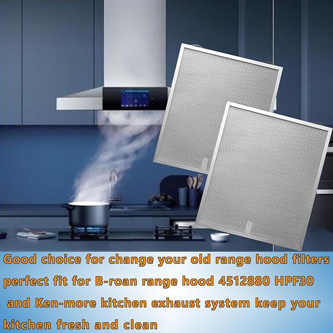 2Pack S99010430-002 Range Hood Grease Filter Replacement4512880 Size 13 7/8" X 15 3/4" X 3/8" Compatible With B-roan N-utone Ken-more Kitchen Exhaust Fan Filters
