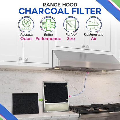 Range Hood Charcoal Filter 7.75” x 10.5” - Fits Broan and Nutone BP58 For 43000 Series Range Hoods - Broan Range Hood Filter Replacement - Carbon Stove Vent Fan Filters Removes Kitchen Odors (3-Pack)