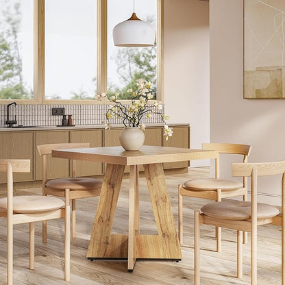 LITTLE TREE 31.5" Square Dining Table for 4, Small Space Kitchen Table with Pedestal Base, Farmhouse Wood Tables for Apartment, Dining Room & Living Room, Ideal for Cafe & Restaurant Use (Brown)