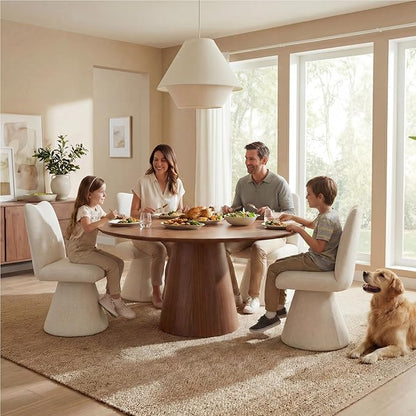 KISLOT Swivel Dining Chairs Set of 4, Modern Upholstered Dining Chair Mid Century Kitchen Chairs with High Back, 360 Degree Rotating Vanity Chair for Dining Room, Bedroom, Farmhouse, Sand